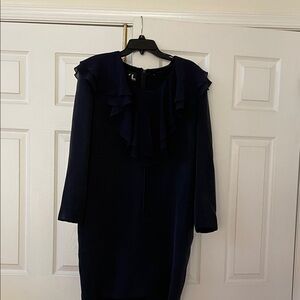 Elegant Navy Blue Ruffle Dress